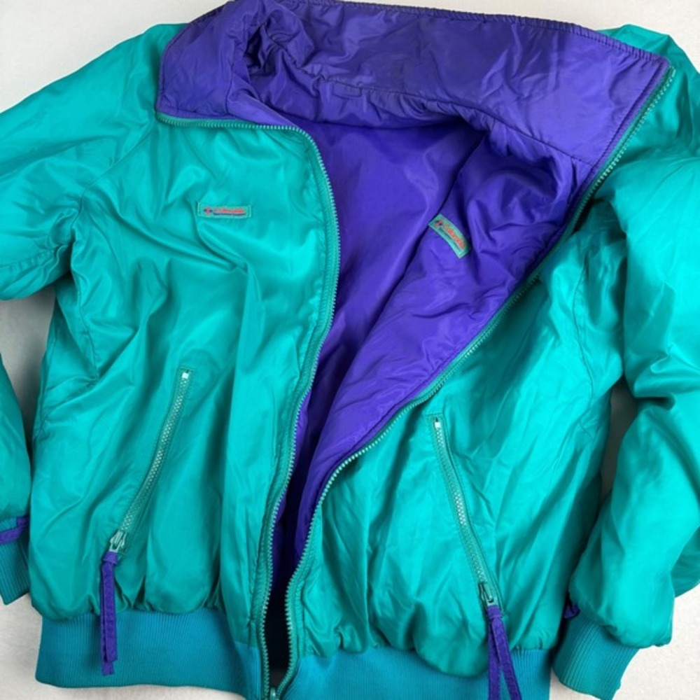 Columbia Sportswear Reversible‎ Jacket Mens XL Purple Teal Thinsulate Warm - Picture 6 of 9